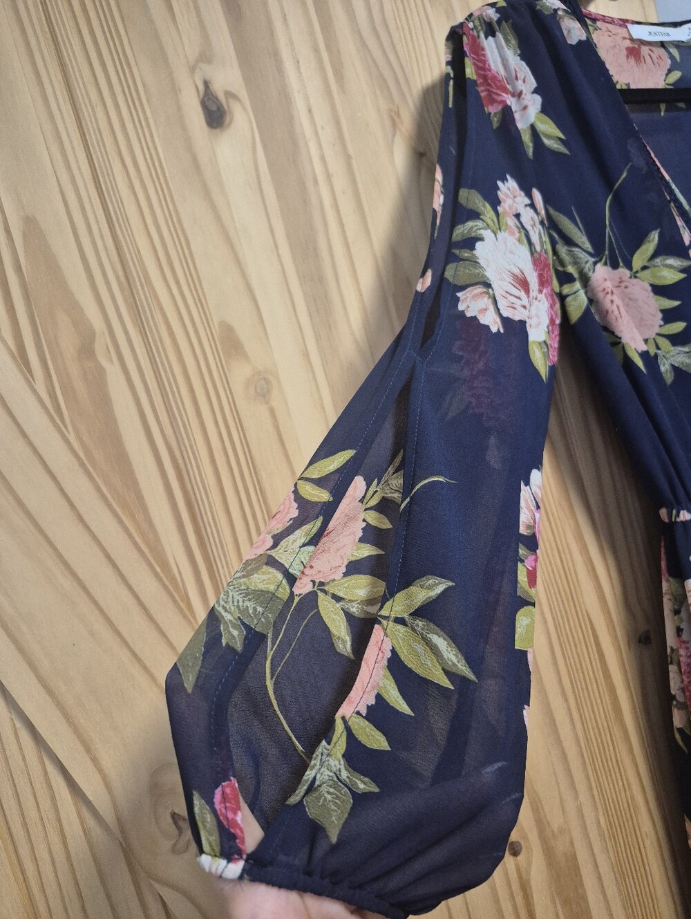 Navy Floral Wrap Maxi Dress - Picture 10 of 15
